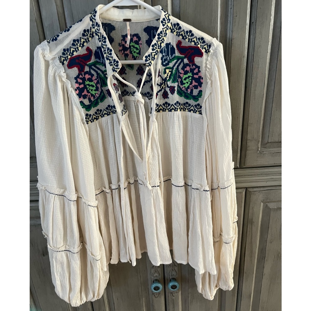 Free People flowy top.  Size Medium. Hand stitching.
